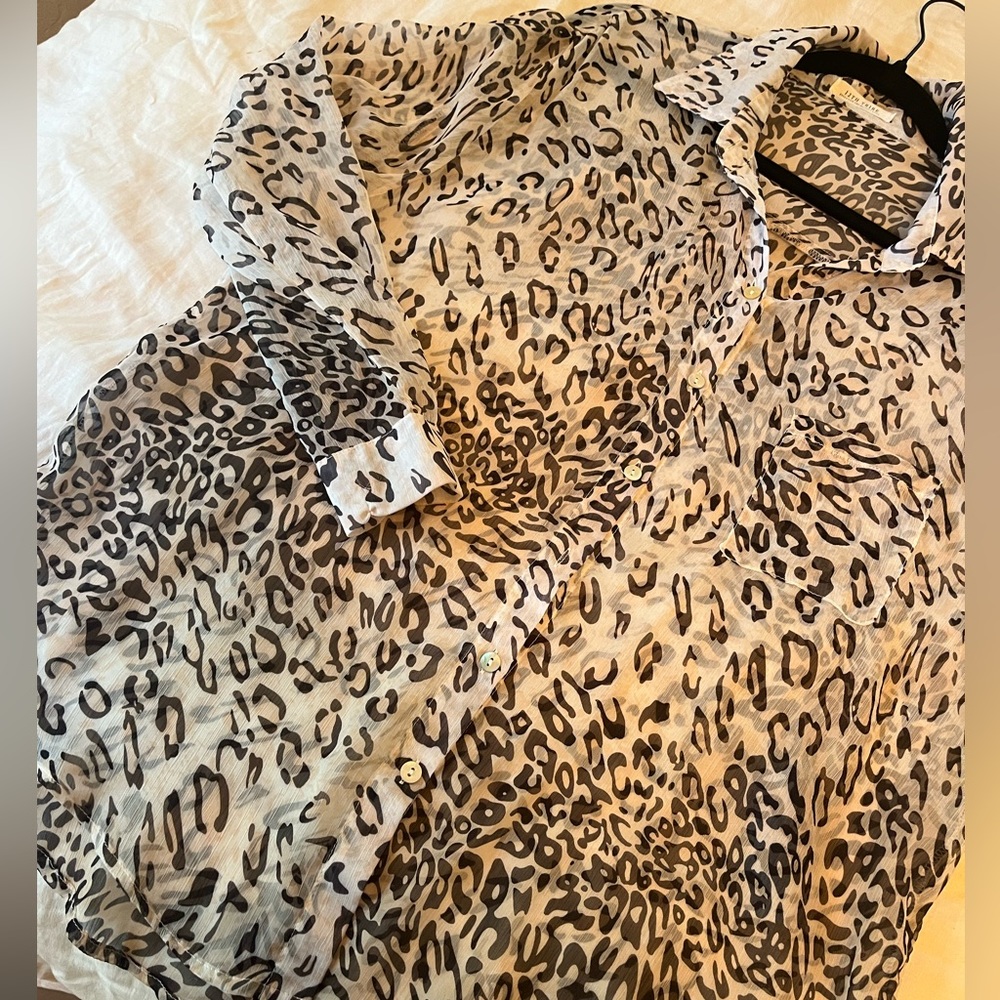 12TH TRIBE OS Sheer Leopard oversized blouse